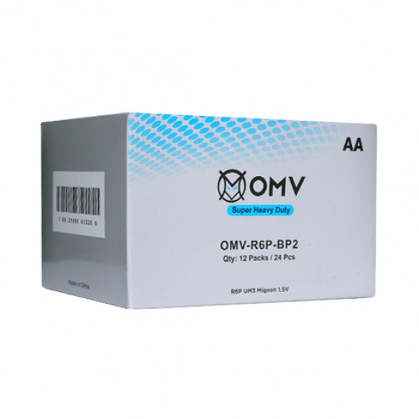 باتری قلمی 1.5 ولت Super Heavy Duty او ام وی (OMV) مدل OMV-R6P-BP2 بسته 2 عددی